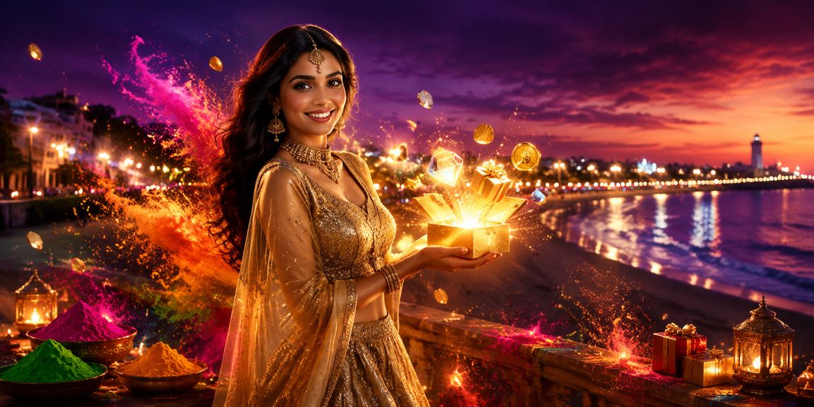 Chennai deposit bonus promotion with traditional lehenga background