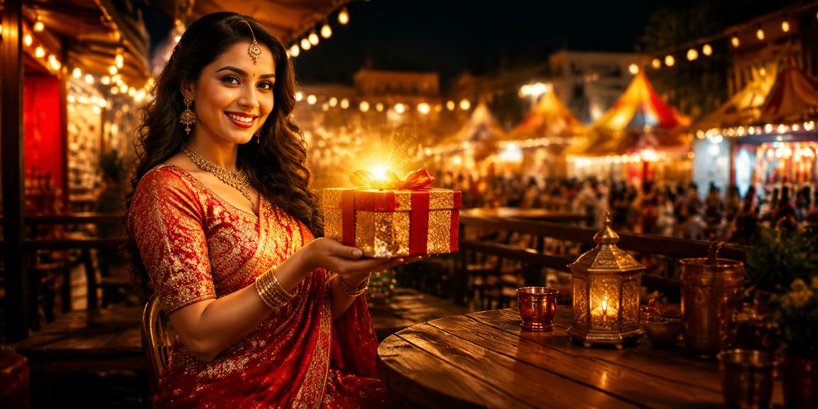 Indian woman using mobile betting app with bonus offer